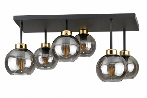 Lampa sufitowa 6xE27 Nessa Gold/Smoky
