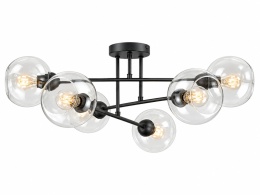 Lampa sufitowa 6xE27 VASCO BLACK/CLEAR