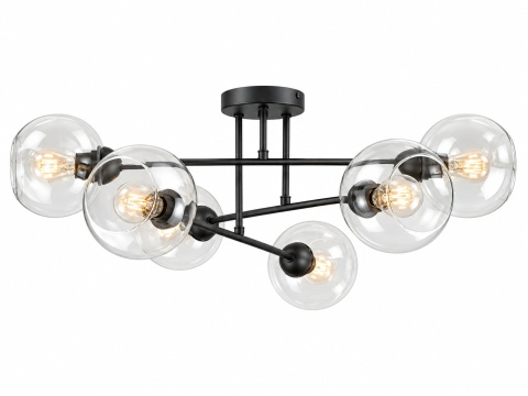 Lampa sufitowa 6xE27 VASCO BLACK/CLEAR