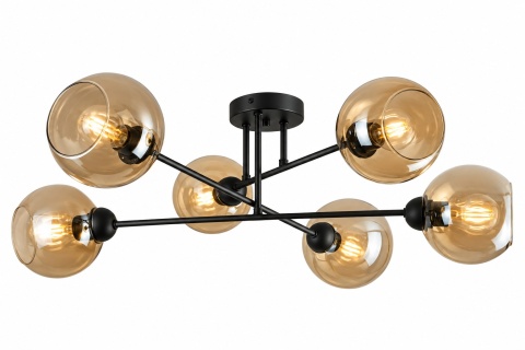 Lampa sufitowa 6xE27 VASCO BLACK/HONEY