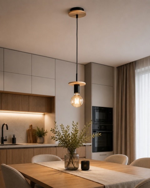Lampa wisząca 1xE27 SATURN NATURAL/BLACK