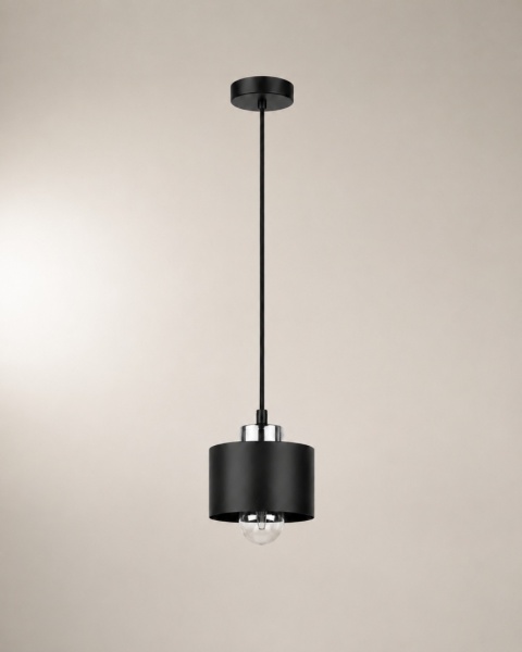 Pendant lamp 1xE27 SIMPLY BLACK/SILVER