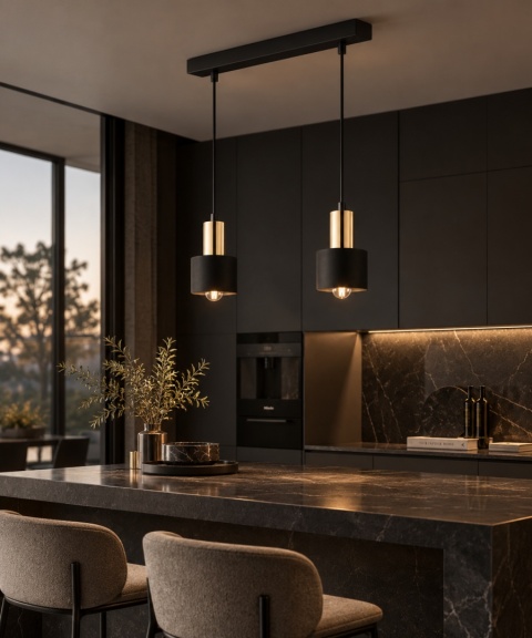 Lampa wisząca 2xE27 LUCE BLACK GOLD