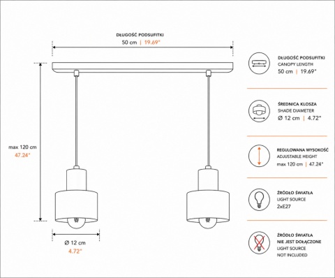 Pendant lamp 2xE27 LUCE BLACK WOOD