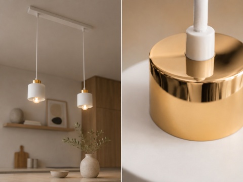 Lampa wisząca 2xE27 SIMPLY WHITE/GOLD