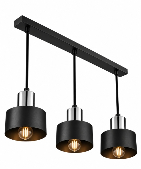 Lampa wisząca 3xE27 LUCE BLACK SILVER