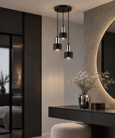 Pendant lamp 3xE27 LUCE BLACK SILVER