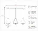 Pendant lamp 3xE27 LUCE BLACK WOOD