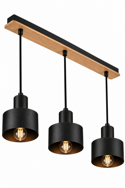 Pendant lamp 3xE27 LUCE BLACK WOOD