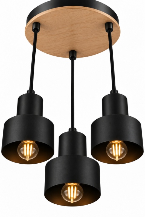 Lampa wisząca 3xE27 LUCE BLACK WOOD