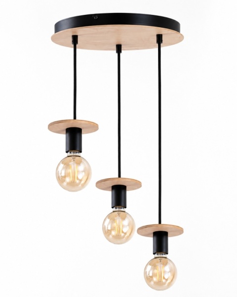 Lampa wisząca 3xE27 SATURN NATURAL/BLACK