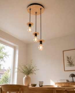 Lampa wisząca 3xE27 SATURN NATURAL/BLACK
