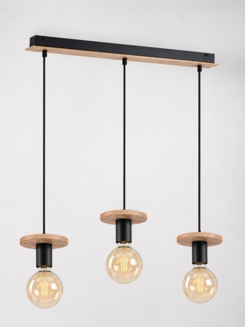Lampa wisząca 3xE27 SATURN NATURAL/BLACK