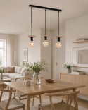 Lampa wisząca 3xE27 SATURN NATURAL/BLACK