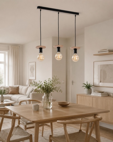 Lampa wisząca 3xE27 SATURN NATURAL/BLACK