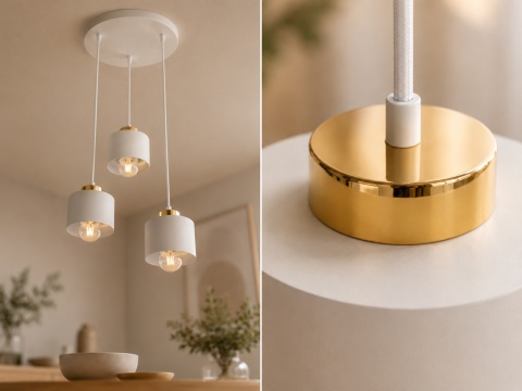 Lampa wisząca 3xE27 SIMPLY WHITE/GOLD