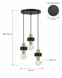 Pendant lamp 3xE27 UNICA BLACK/GOLD