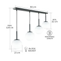 Pendant Lamp 4xE14 Mondi Black