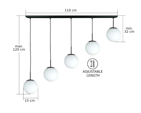 Lampa wisząca 5xE14 Mondi Black