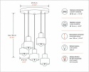 Lampa wisząca 5xE27 LUCE BLACK GOLD