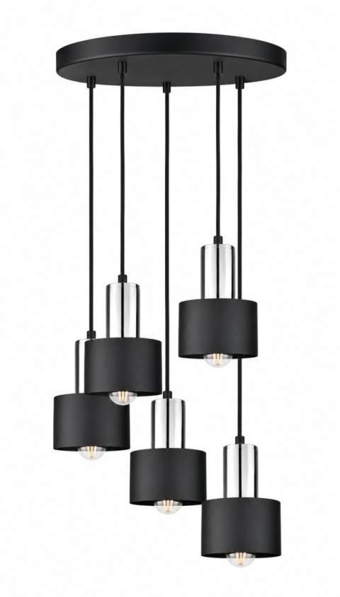 Lampa wisząca 5xE27 LUCE BLACK SILVER
