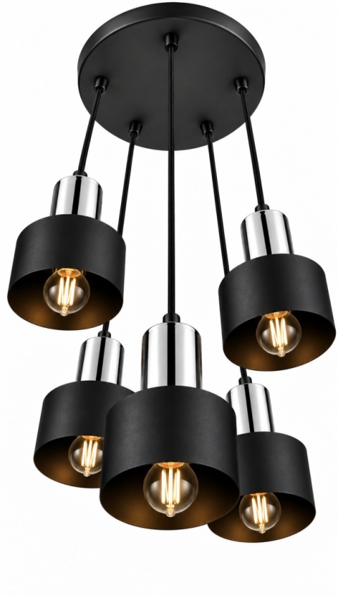 Lampa wisząca 5xE27 LUCE BLACK SILVER