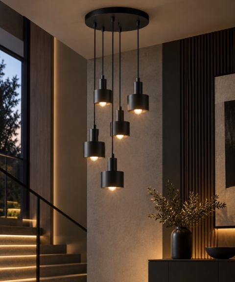 Pendant lamp 5xE27 LUCE BLACK