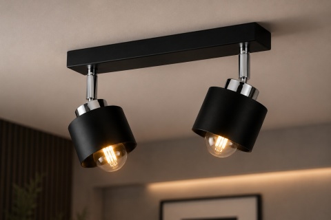 Ceiling Lamp 2xE27 SIMPLY BLACK/SILVER
