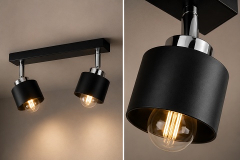 Ceiling Lamp 2xE27 SIMPLY BLACK/SILVER