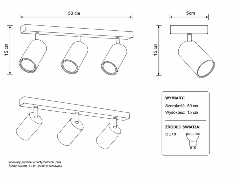 Ceiling Lamp 3xGU10 EYE BLACK GOLD