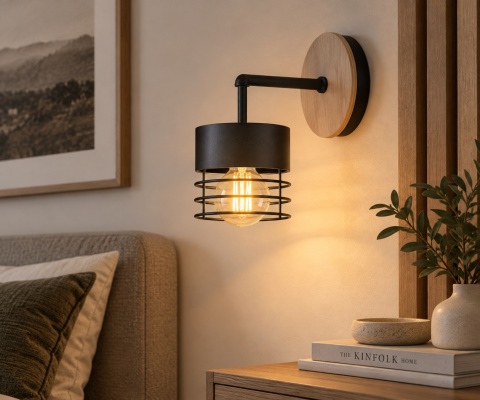 Kinkiet 1xE27 CASA BLACK WOOD