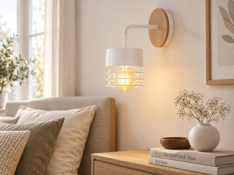 Kinkiet 1xE27 CASA WHITE WOOD