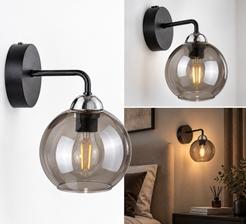 Kinkiet 1xE27 COSMO BLACK/SILVER