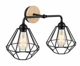 Kinkiet 2xE27 FOSKAL BLACK WOOD