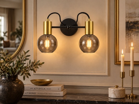 Kinkiet 2xE27 LIV BLACK/GOLD