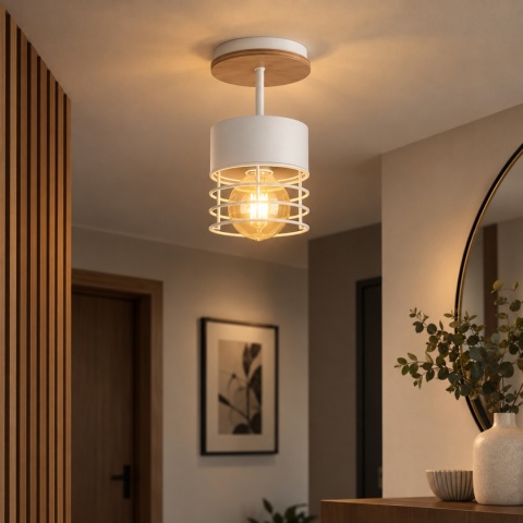 Lampa sufitowa 1xE27 CASA WHITE WOOD