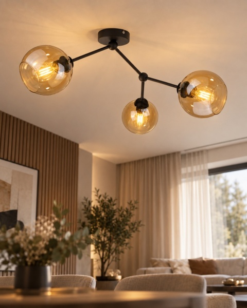 Lampa sufitowa 3xE27 ACRO BLACK/HONEY