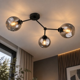 Lampa sufitowa 3xE27 ACRO BLACK/SMOKY