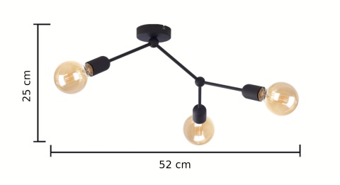 Lampa sufitowa 3xE27 ACRO BLACK