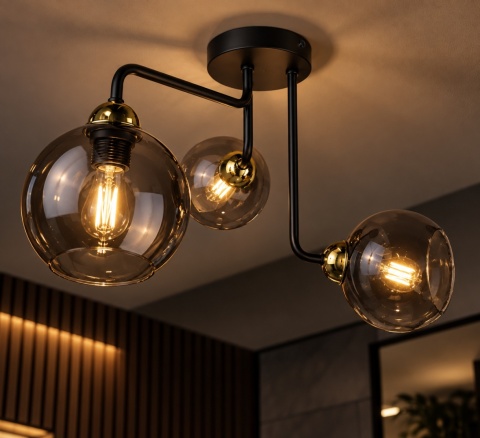 Lampa sufitowa 3xE27 COSMO BLACK/GOLD