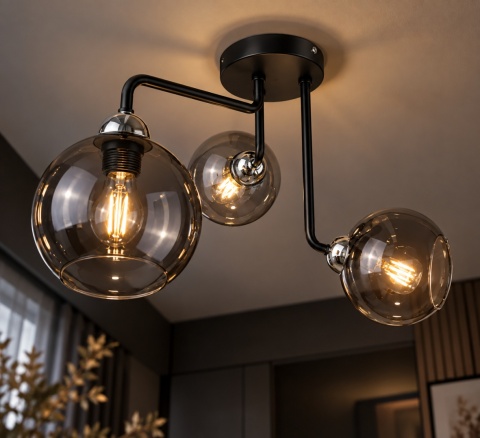 Lampa sufitowa 3xE27 COSMO BLACK/SILVER