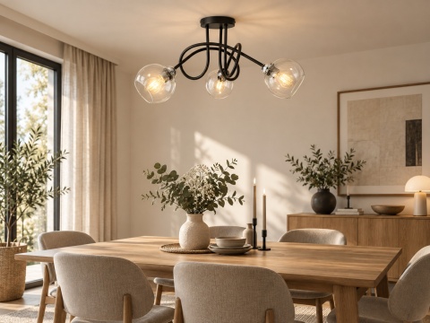 Lampa sufitowa 3xE27 EVIE BLACK/SILVER