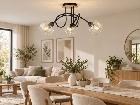 Lampa sufitowa 3xE27 EVIE BLACK/WOOD
