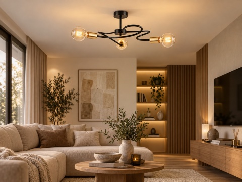 Lampa sufitowa 3xE27 FIORE BLACK/GOLD