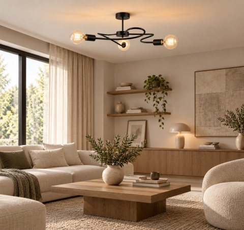Lampa sufitowa 3xE27 FIORE BLACK
