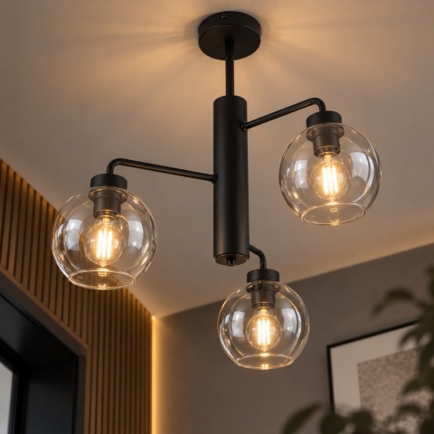 Lampa sufitowa 3xE27 FLEX BLACK/CLEAR