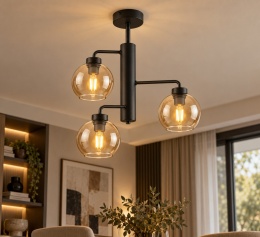 Lampa sufitowa 3xE27 FLEX BLACK/HONEY