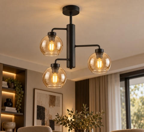 Lampa sufitowa 3xE27 FLEX BLACK/HONEY