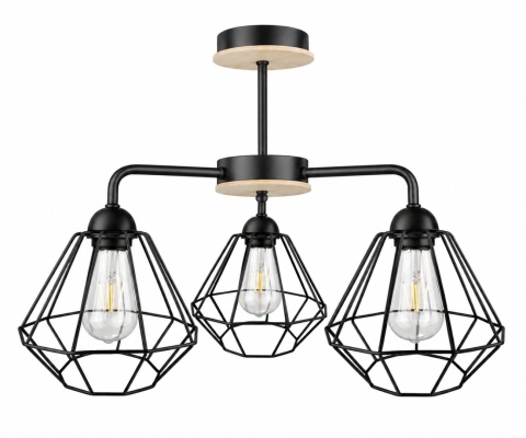 Lampa sufitowa 3xE27 FOSKAL BLACK WOOD