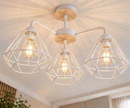 Lampa sufitowa 3xE27 FOSKAL WHITE WOOD